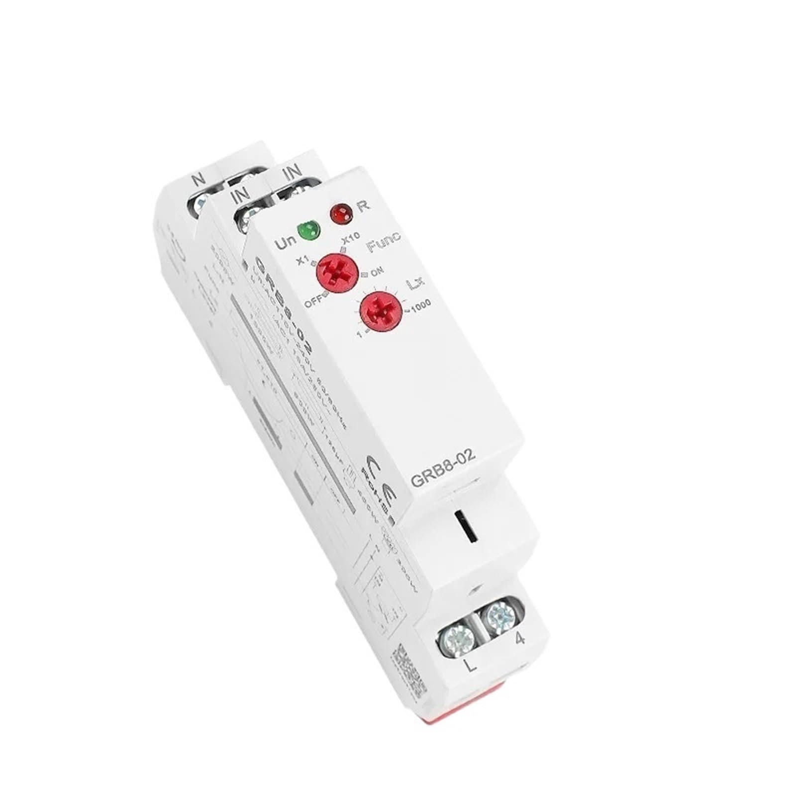 GRB8-01/02 Interruptor crepuscular de riel DIN, temporizador, sensor de luz, relé, CA 110 V-240 V, encendido y apagado automático(GRB8-02 AC110-240V)