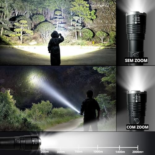 Lanterna Ultra LED Tática Militar - A Mais Forte! Alumínio de Aviação, Ideal para Sítio, Fazenda, Ac