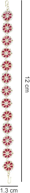 I Jewels Gold Plated Metal Indian Wedding Bollywood Floral Kundan Pearl Studded Rajasthani Sheeshphool/SheeshPatti for Women