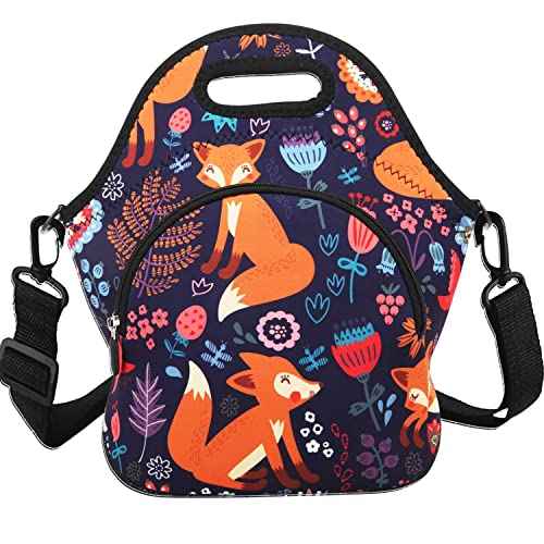Violet Mist Neoprene Thermal Insulated Lunch Bag Tote Large With Extra Pocket Detachable Adjustable Shoulder Lunchbox Handbags Women Christmas Gift #TOP1
