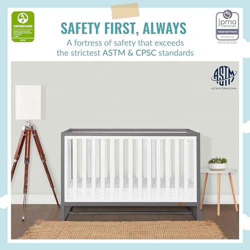 Image of Dream On Me Arlo 5-in-1 Convertible Full-Size Baby Crib in Steel Grey, GreenGuard Gold & JPMA, Converts to Toddler, Day & Full-Size Bed, 3 Mattress Heights, Non-Toxic Finish, Sustainable Pinewood