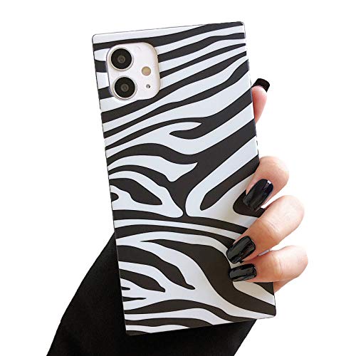 ZTOFERA Carcasa cuadrada para iPhone 11 Pro Max, diseño de cebra suave TPU con estampado de silicona ultra delgada para iPhone 11 Pro Max (6,5 pulgadas), color blanco