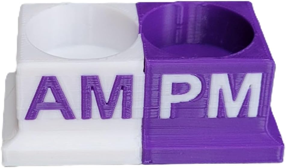 Eye Drops Organizer and Tracker, AM/PM Dual Slot Holder (Purple/White)