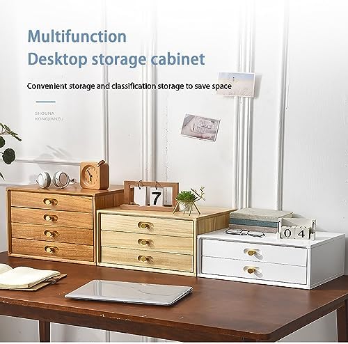 Solid Wood Multi-Layer Desktop Drawer Organizer, Durable File Storage Box for Office & Study, Sturdy Design for Files, Supplies & Accessories