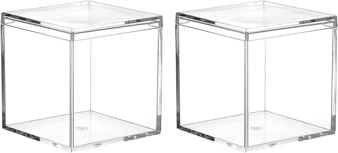MULIANBOX Square Acrylic Box 3.3x3.3x3.3inch, 2 Pack Small