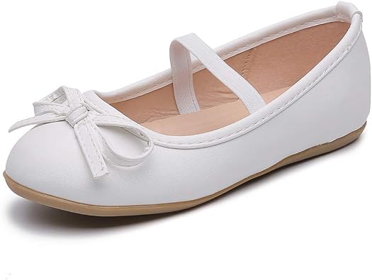 Girls Ballerina Flat Slip on Ballet Dress Shoes White 8.5 M US Toddler