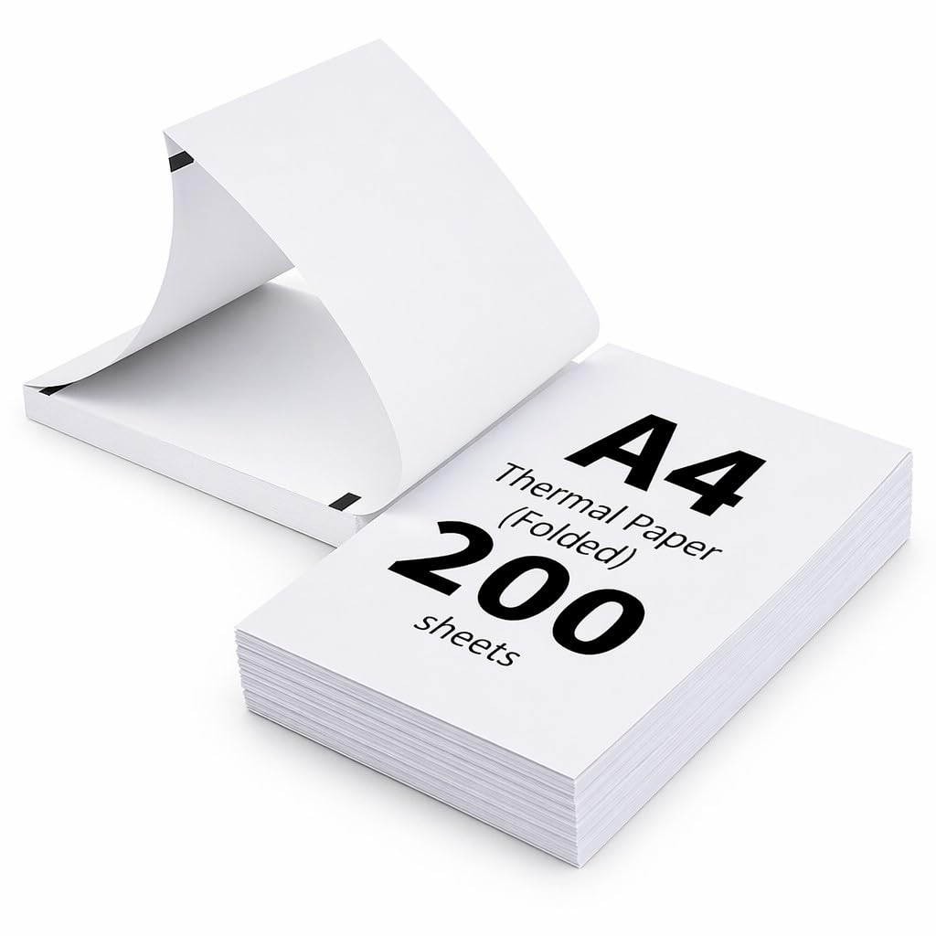 A4 Thermal Printer Paper – 200 Sheets, 210x297mm (8.27" x 11.69"), BPA-Free & Fast-Drying, Compatible with Phomemo, Brother, Munbyn & Most A4 Thermal Printers – Ideal for Documents, Webpages & Photos