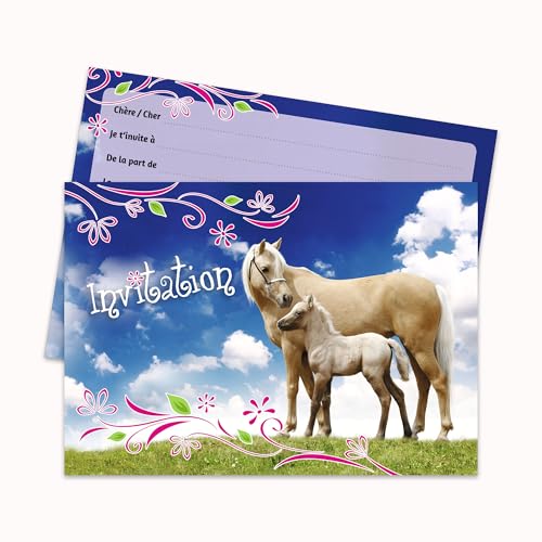 Lot De 10 Cartes Dinvitation Tendres Et Illustrées Avec Chevaux Pour Un