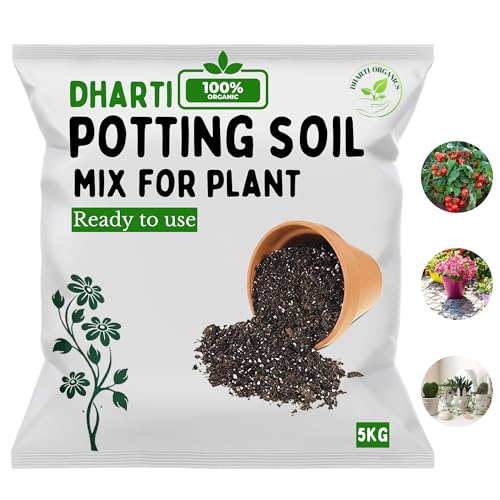 DHARTI ORGANICS Potting Soil Mix for Plant- 5Kg Ready to Use All Purpose Home Garden Balcony Gardening Potting Soil Mix|Made with Vermicompost/Neem Cake/Cocopeat/River Sand/Bone Meal (5)