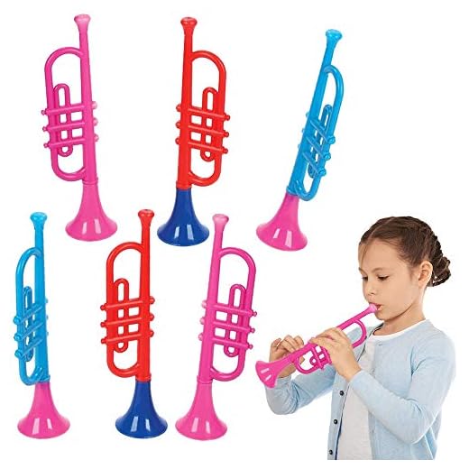 ArtCreativity 13" Plastic Trumpets – Set of 6 Colorful Kids Music Toys – Fun Noise Makers for Parties & Sports Events – Easy to Play & Great Gift for Toddlers, Boys & Girls