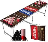 ⭐ 💎 PREMIUM QUALITÄT: Aus Aluminium hergestellt und eine laminierte Holzplatte. Dieser Beer Pong Tisch ist stoßfest, solide und stabil für deine intensiven Beer Pong Wettbewerbe.