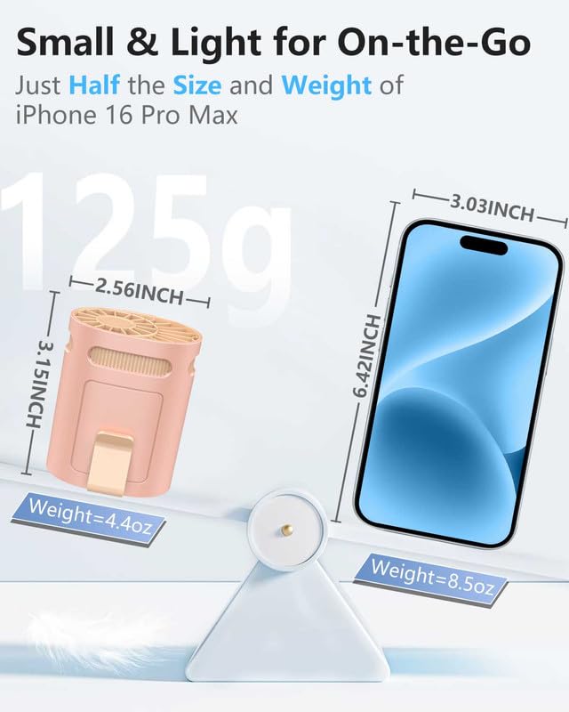 Image of Waist Fan Clip on Cold Air-Mini Lightweight Portable Fan Rechargeable Battery Powered,Small Personal Wearable Shirt Belt Hard Hat Hip Back Body Fans,Cooling Hanging Neck Cooler Ac for Men Women Kids