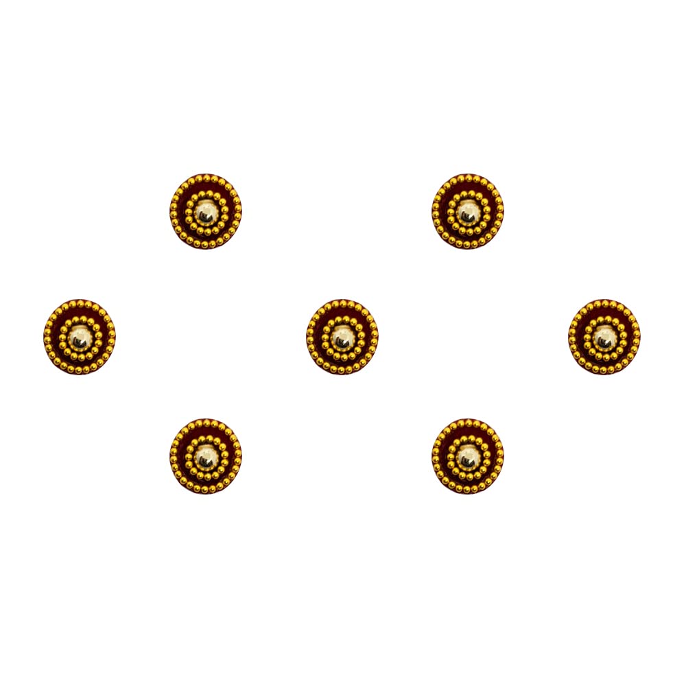Comet Busters Beautiful Round Maroon Velvet Bindi With Gold Beads (7mm) (BIN1592)-picture-22