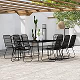 ADWOA Juego de Comedor de jardín 9 Piezas Negro Sillones De Jardin Exterior En Oferta Terraza Exterior