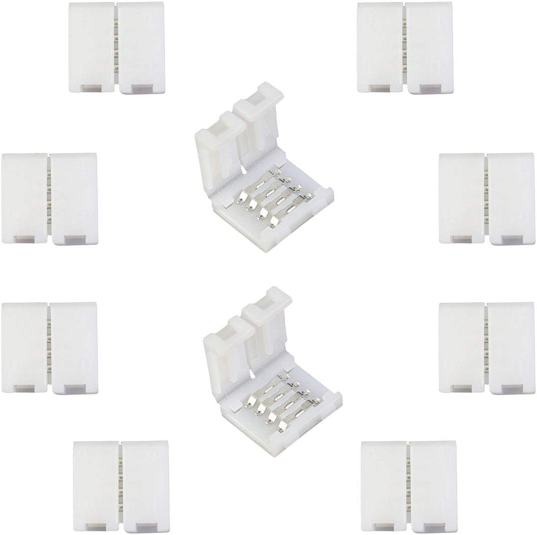 10pcs 4 Pin Quick Connector for 10mm Wide SMD 5050 RGB LED Strip Light Solderless LED Tape Plug Connector Ribbon Adapter
