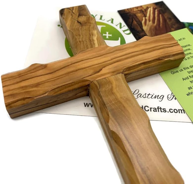 Miniatura 6 de iHoly Land Crafts Cruz de pared de madera de olivo de Belén, cruces de madera para colgar en la pared, cruz de confirmación, regalo de bautismo,