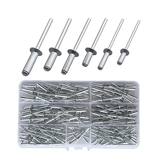 210 Stück Blindnieten Set,Aluminium Dom Großflansch Nieten Sortiment Kit(M3,2/M4/M5) Länge(8/10/12/14/16mm) Popnieten für Metall, Aufbewahrungsbox,Möbel,Marine (Silber)