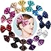 Party Hair Bows Clips for Girls-15pcs Bling Sparkly Glitter Sequins Big 4" Hair Bows Alligator Hair Clips-Nylon Mesh Ribbon Bowknot Hairpins for Baby Girls Kids Children