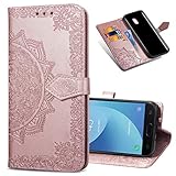 COTDINFORCA J7 Pro Wallet Case, Slim Premium PU Flip Cover Mandala Embossed Full Body Protection...