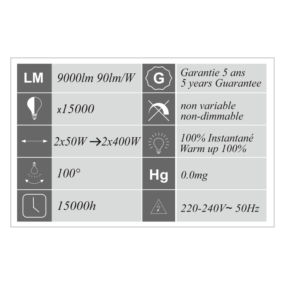 Projecteur LED de chantier 2x30W 2x2700lm 4000K avec trépied ajustable - garantie 5 ans