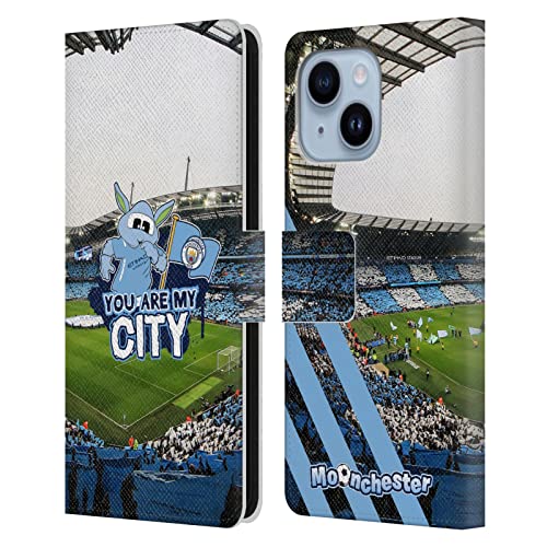 Manchester City étui chic en cuir avec fentes pour cartes, protection luxe iPhone 14 Plus