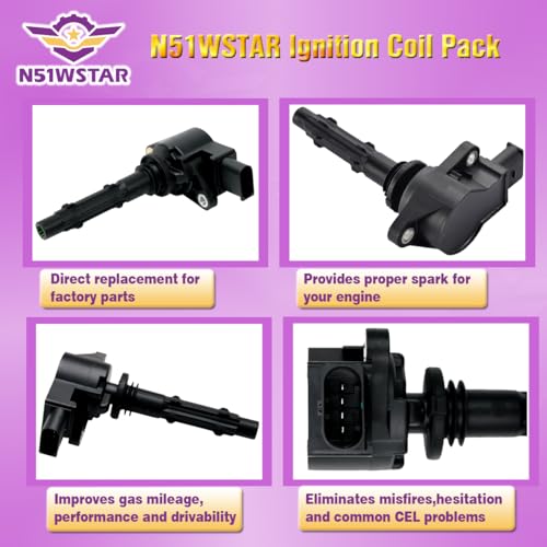 N51WSTAR Ignition Coil Pack Uf535 Set Of 6 Compatible With Mercedes-Benz C230 C280 C300 C350 CLK350 E350 GLK350 ML350 ML450 R350 S400 SLK280 SLK300 SLK350 Sprinter 2.5L 3.0L 3.5L V6 M272 by N51WSTAR - Used condition - Image 2