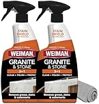 Weiman Granite Cleaner Polish and Protect 3 in 1-2 Pack - Streak-Free, pH Neutral Formula for Daily Use on Interior & Exterior Natural Stone w/Micro Fiber Towel