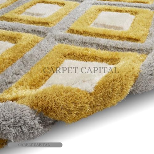 Image of Modern Texture Shag Area Rug Fluffy Microfiber 2inch Pile for Living Room, Bedroom(6x8feet,Beige17)
