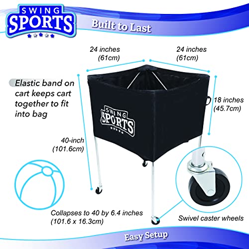 Swing Sports Portable Ball Cart On Wheels - 40 X 24In Volleyball Cart With Wheels Equipment Storage Cart Ball Caddy #TOP1