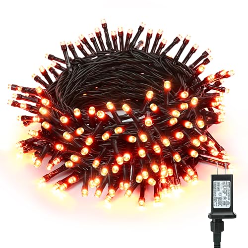 BrizLabs Halloween Lights, 240 LED 78.74ft Orange Lights, Outdoor Halloween Mini Lights Connectable, 8 Modes Plug-in LED String Lights Waterproof for Outside Xmas Tree Decoration