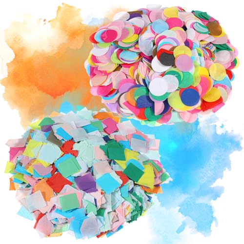 16000 Pcs Bleeding Tissue Paper 1 Inch Squares and Round Watercolor Bleeding Paper for Art Wet Strength Tissue for DIY Projects Scrapbooking Greeting Cards (Multicolor)