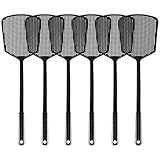 6-Pack Heavy Duty Long Handle Fly Swatter, Fly Swatter for Indoors, Black