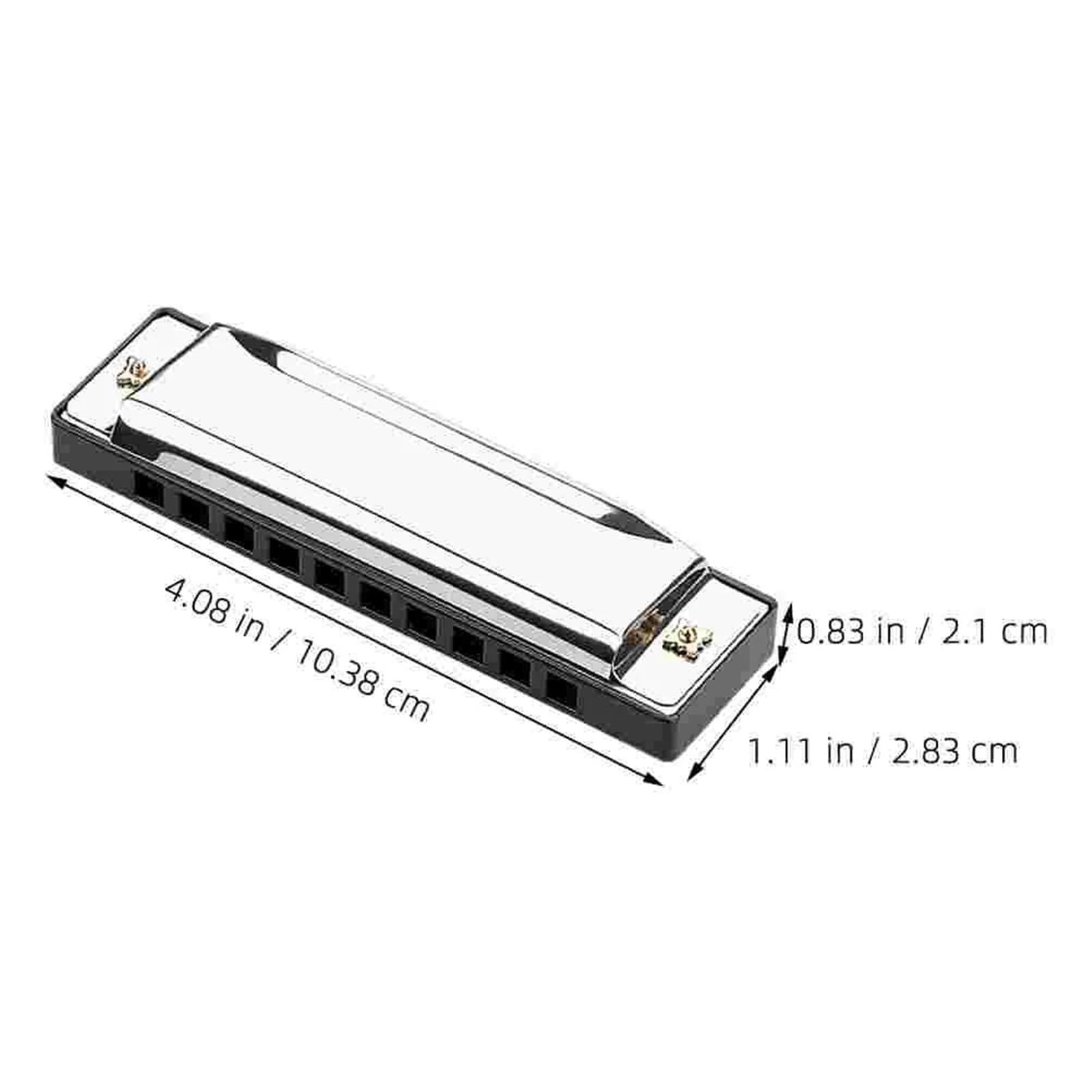 Einsteiger Mundharmonika Kompakte Und Tragbare Mundharmonika 10 Löcher C-Dur Handpolierter Galvanisierter Edelstahlkorpus ABS-Kern