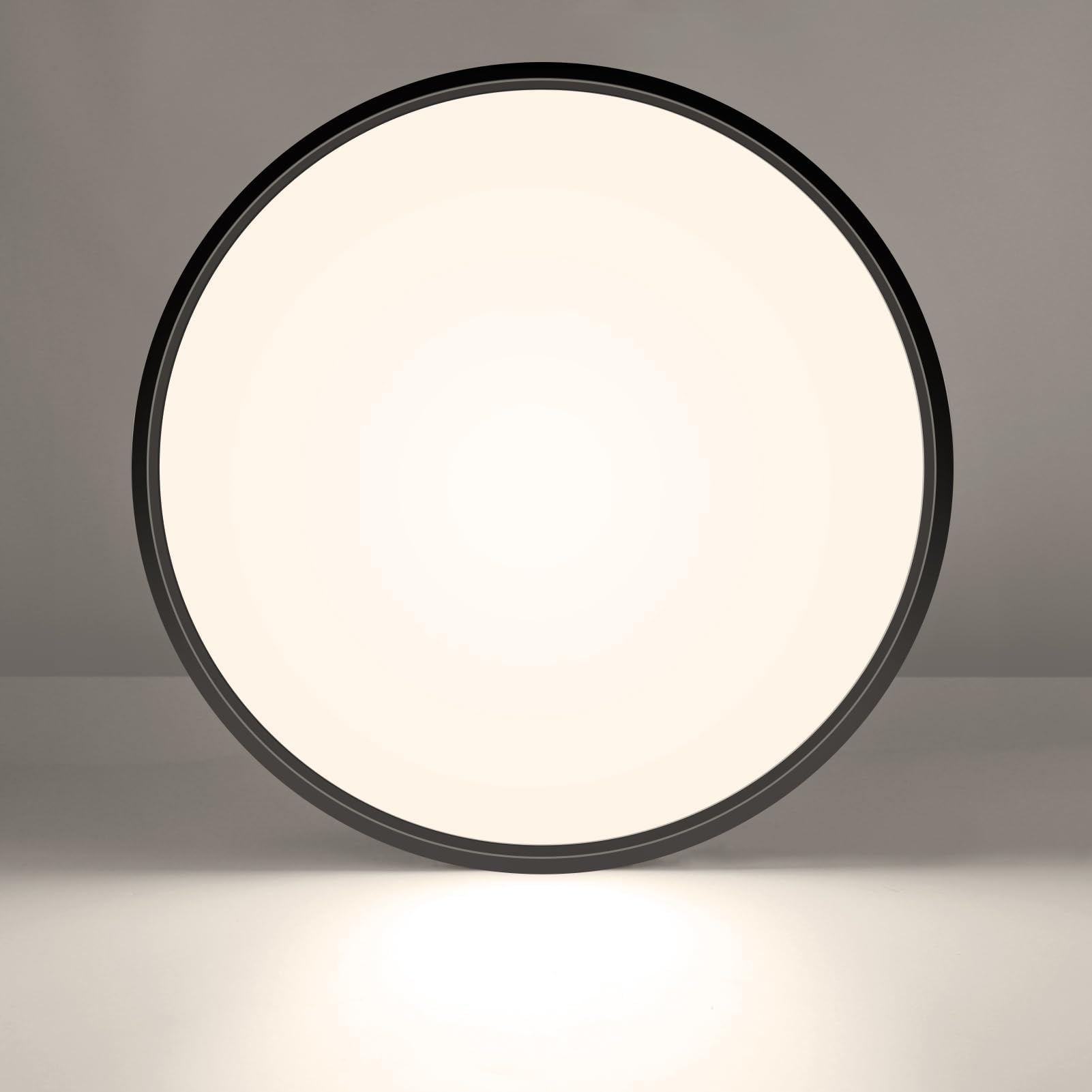 LightingWill 15.7 Inch Black Flush Mount LED Ceiling Light Fixture 32W, 4000K Daylight White, 3800LM, Flat Modern Round Closet Lighting Fixtures, Low Profile Ceiling Lamp for Bedrooms, Hallway .etc.