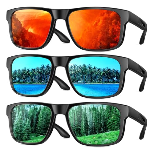 Polarized Sunglasses UV400 Lightweight for Men & Women | Driving, Cycling, Outdoor Fashion Square Frame Sun Glasses