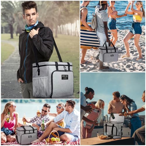 SPGOOD Faltbare Kühltasche, langanhaltend kühl & warmhaltend, Grau 30L – Ansicht 8