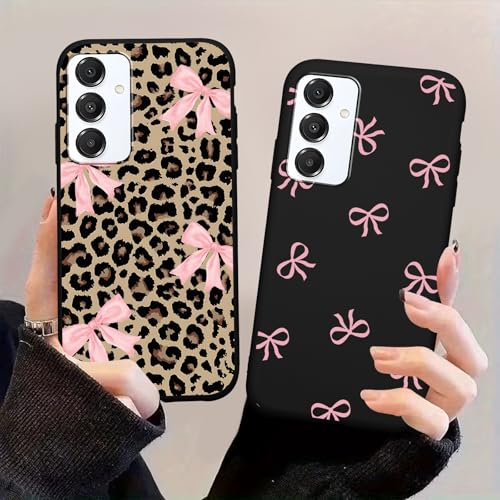 Yoedge Pink Bow Leopard Phone Case for Samsung Galaxy A16 5G 6.7"