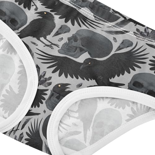 Girls Underwear Soft Cotton Ravens Skulls Kids Panties in Sizes 2/3t, 4t, 5t, 6 and 84