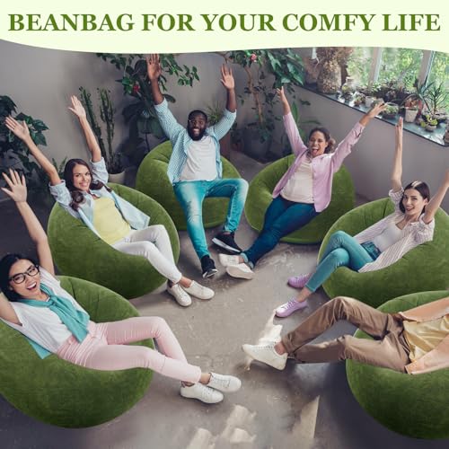 Image of Realspring Inflatable Bean Bag Chairs Outdoor Blow up Camping Chairs Inflatable Lazy Sofa Folding Portable Bean Bag Loungers Couch for Movie Night(Dark Green,6 Pcs)