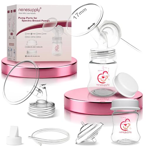 Image of Nenesupply Pump Parts Compatible with Spectra S2 S1 9 Plus Breast Pump to Replace Spectra Pump Parts S2 Accessories Flange 17mm Duckbill Valve Tubing Pumping Bottles Backflow Protector