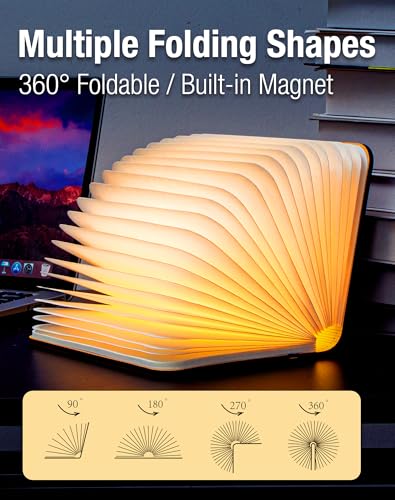 Image of 8.3 Inch Wooden Book Lamp, Book Lovers Gifts,Teacher Appreciation Gifts for Women, LED Ambient Lighting, Magnetic Mood Lighting for Home&Library Decor (Walnut)