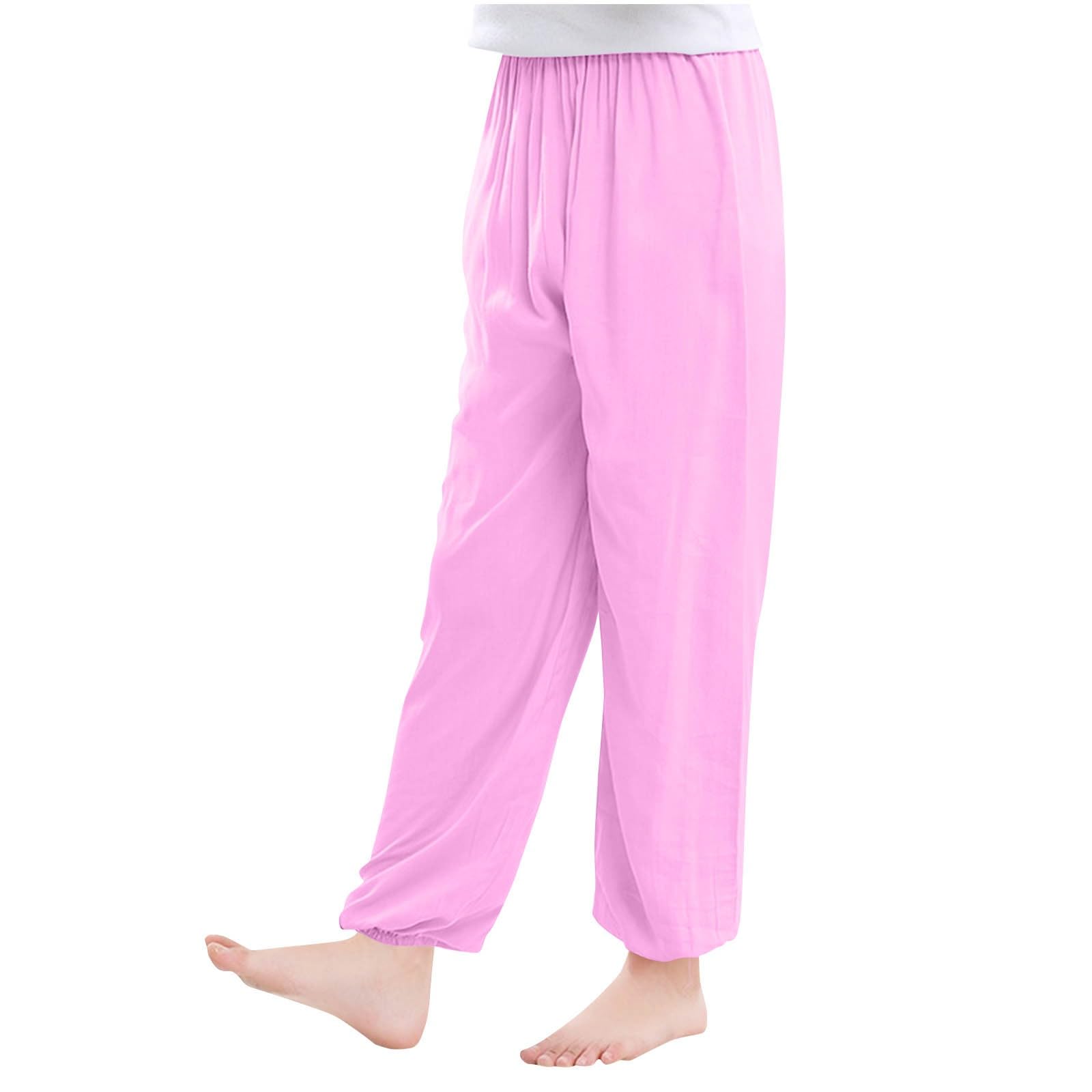 Niños Niñas Pantalones de Algodón Casuales Verano Pantalon de Protección Solar Anti-Mosquitos Harem Pantalón Bloomers Pantalones Deportivos Suelta Elásticos Jogging Pants 2-16 Años