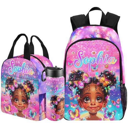 Custom Backpacks and for Girls Personalized Name Back to School Backpack Set for Kids Preschool Kindergarten Elementary Casual Daypack Customized Book Bag School Bag Gifts for Daughter