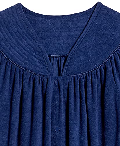 AmeriMark Women Full-Length Snap Front Terrycloth Long Bathrobe – Loose Absorbent Full-Coverage Plush Long Ankle Bath Robe - Thumbnail 5