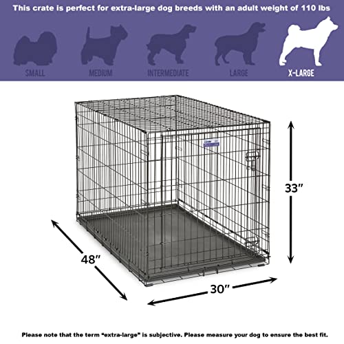 MidWest Homes for Pets iCrate Hundebox, klappbar, 1 Tür, Trennwand, auslaufsichere Bodenwanne, sichere Verriegelungen, Drahtgitterbox für extra große Rassen, tragbar, robust, leichter Aufbau, 122 cm