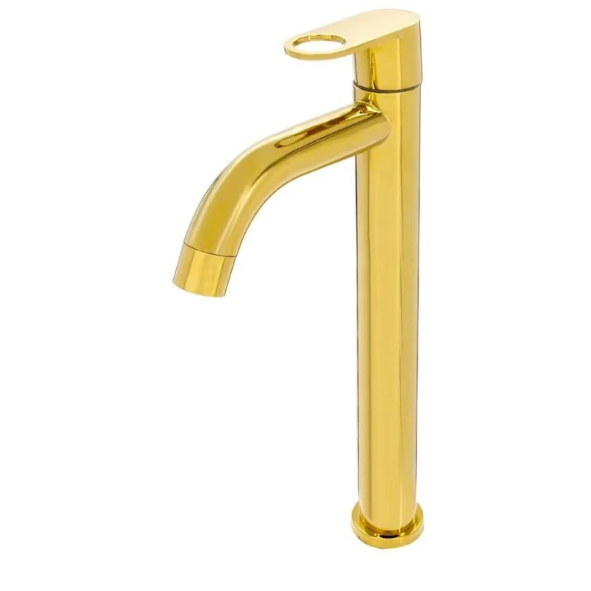 SS Extended Tall Body Pillar Cock 12 Inch Gold Finish Waterfall Faucet | Single Lever Cold Water Tap for Wash Basin Bathroom | Deck Mounted Stainless Steel Golden Sink Tap-image-33