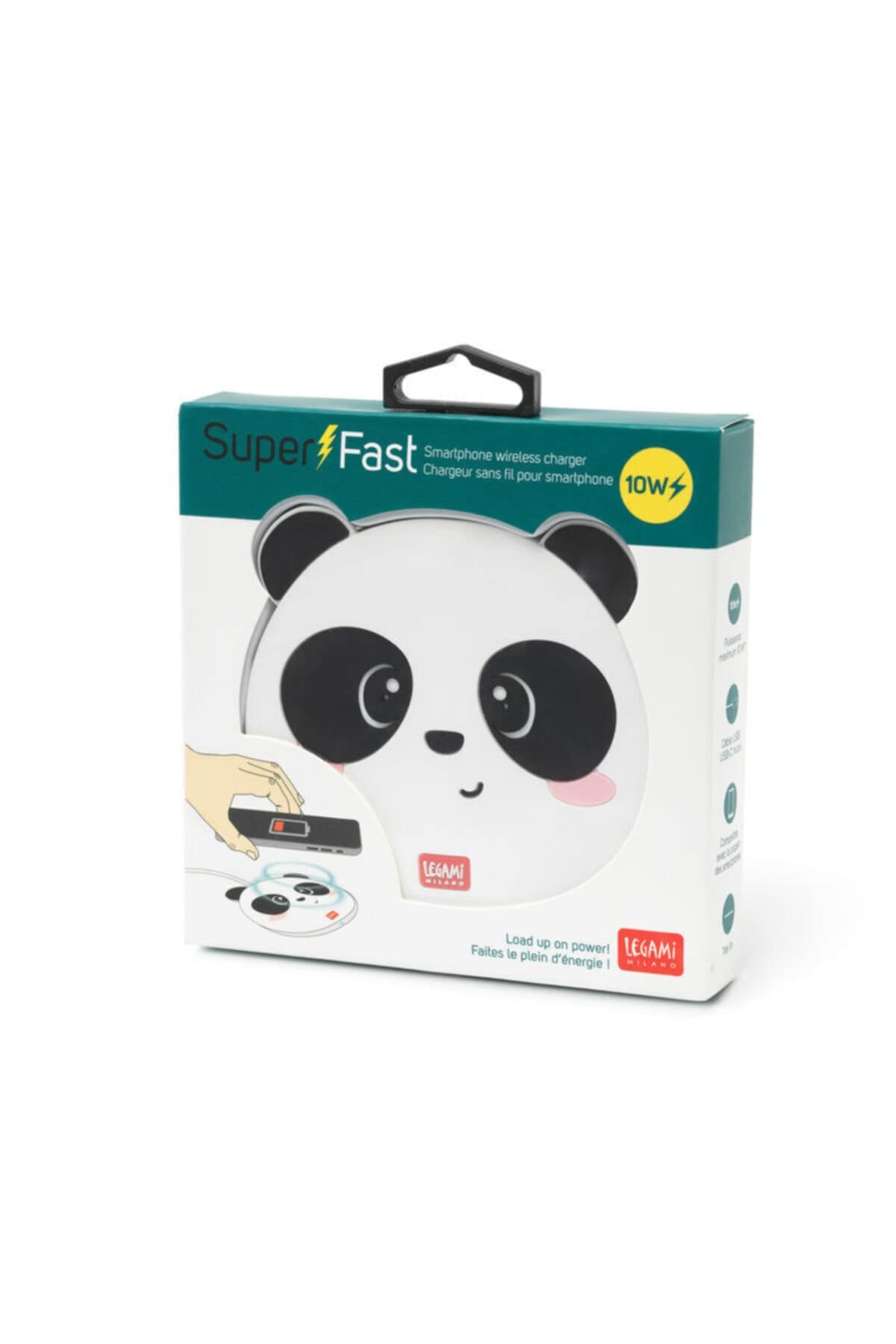 Legami Super Fast 40032431 Caricabatterie Wireless per Smartphone, Multicolore (Panda)
