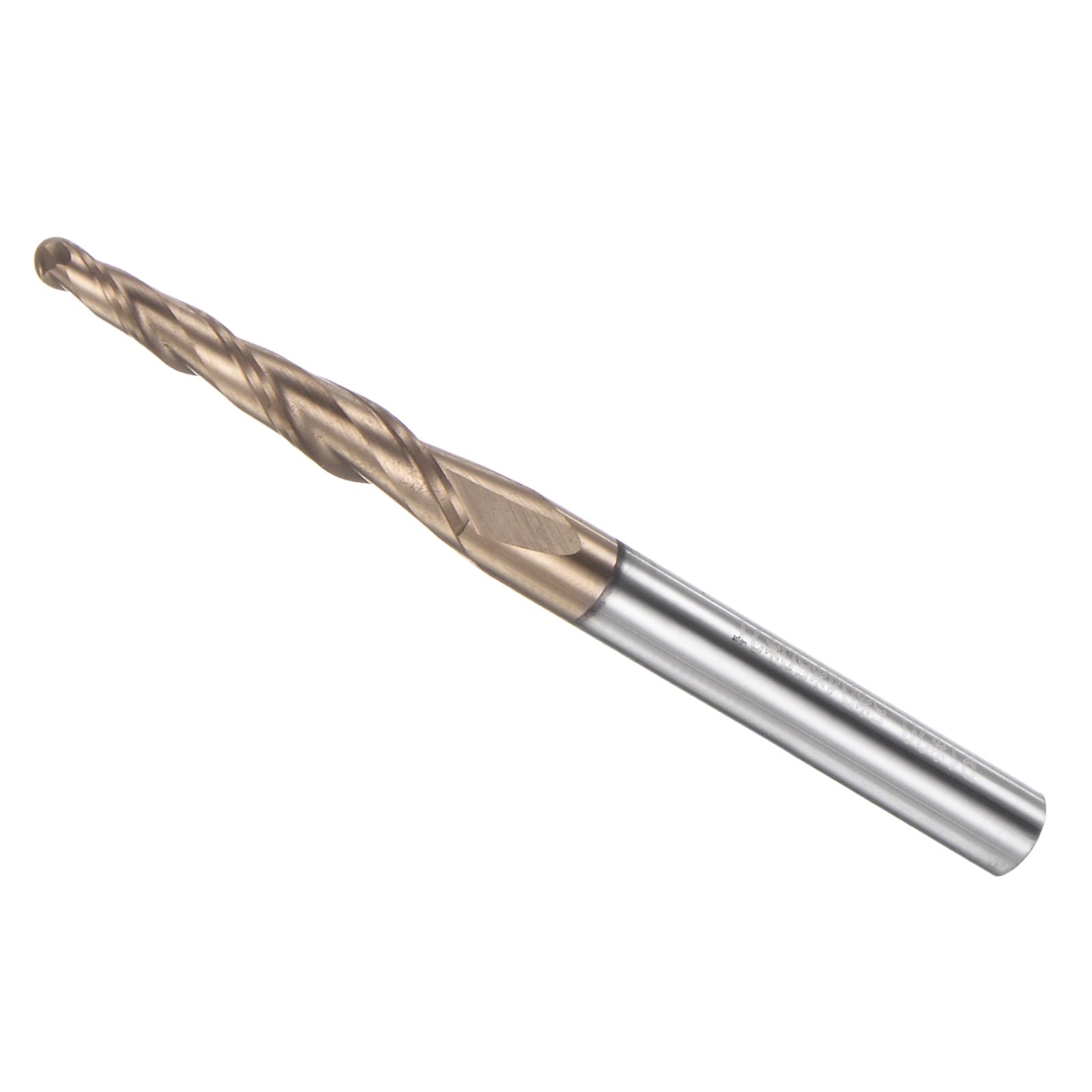 CoCud Tapered Ball Nose End Mill, 1mm Radius 4mm Shank 5.6 Degree Angle, TiSiN Coated Micro-grain Carbide 2 Flutes Milling Cutter - (Applications: for Stainless Steel Hardened Steel)