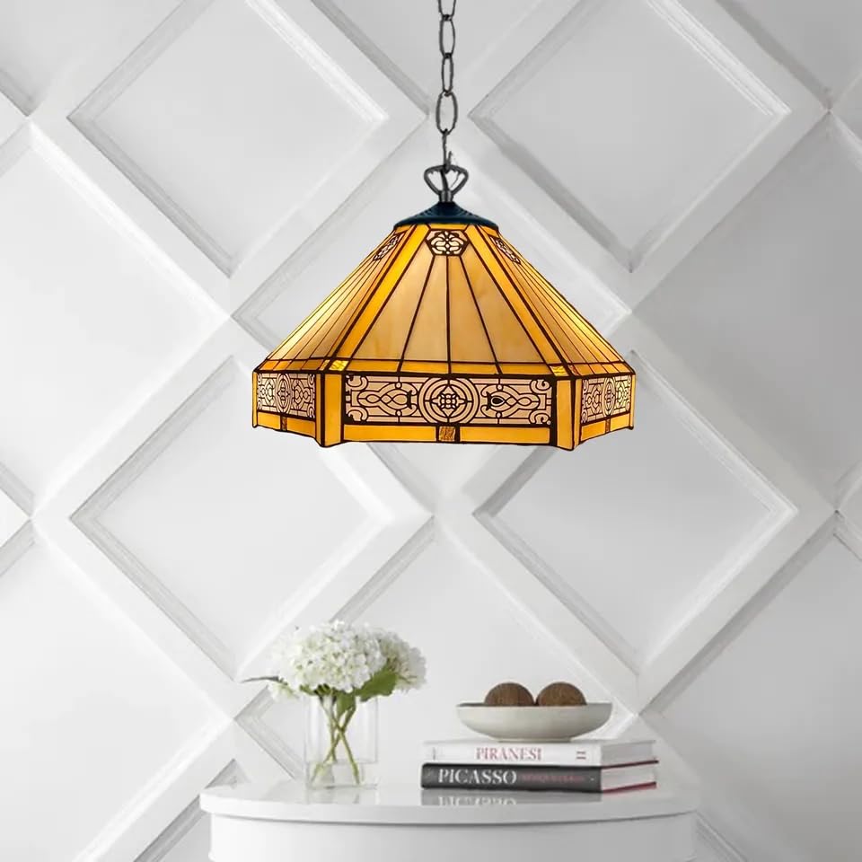 TIFFORA Tiffany Pendant Lamps - Handcrafted Stained Glass 16 inch Pendent Light - Antique Design Pendant Lamps for Living Room Bedroom Lounge (TF(P)-1605)