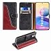 Produktbild FMPCUON Handyhülle für Xiaomi Poco M3 Pro/Redmi Note 10 5G/Note 10 5G NFC (6.5 Zoll) Hülle Leder,Premium Klapphülle Handytasche Flip Case Handy Hüllen Schutzhülle für Xiaomi Poco M3 Pro,Rot/Schwarz